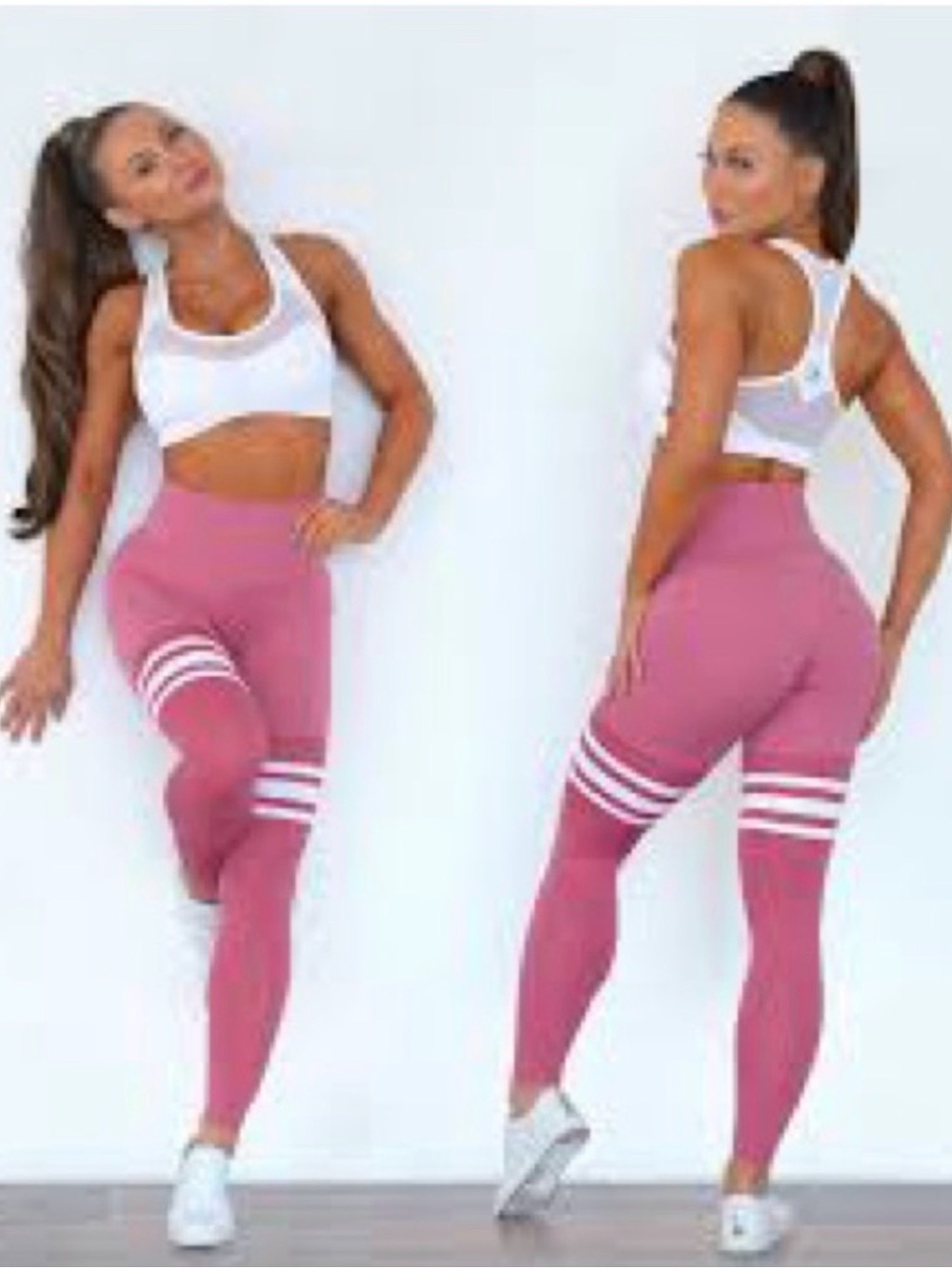 Bombshell Sportswear Rose Pink High-Waist Striped Leggings